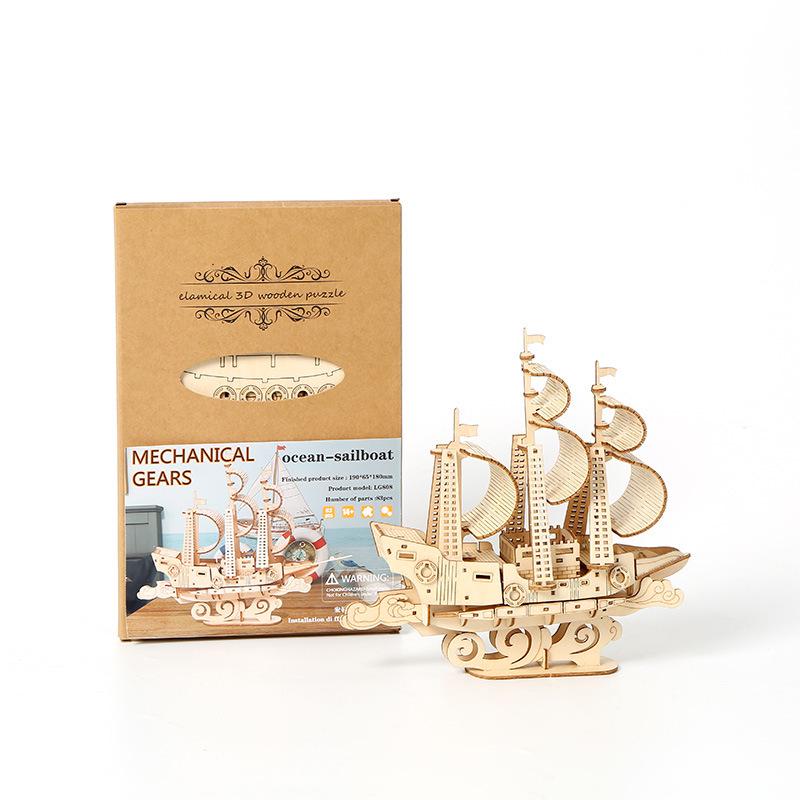 3D Creative Ocean Sailing Ship Puzzle - Educational DIY Toy for Kids