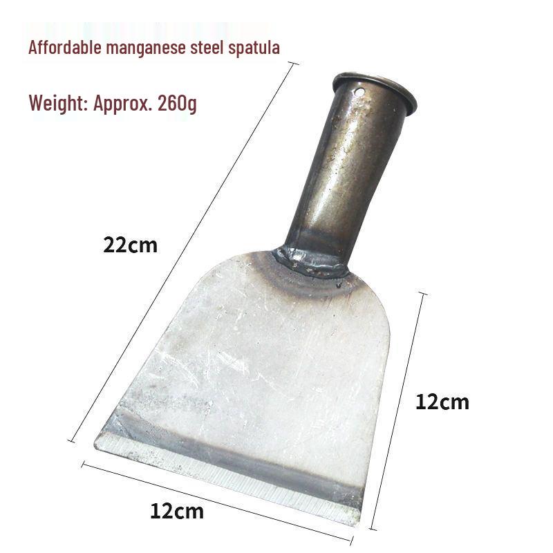 Kompakte Manganstahlschaufel: Schmale Klinge, Verlängerter Holzgriff, Scharfer Flachkopf – Ideal für Eis, Schnee, Zement und Wandreinigung.