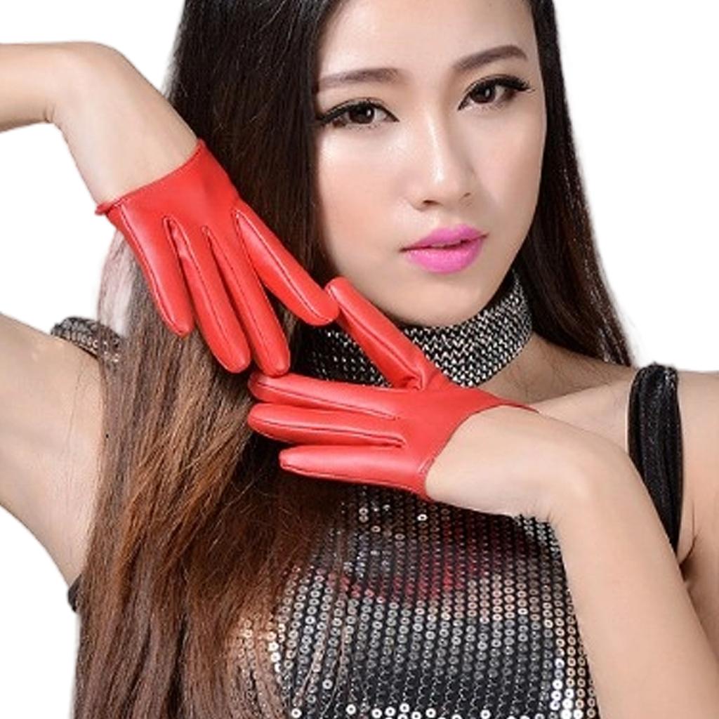 1pair Unisex Fingerless Leather Gloves Nightclub Stage Performances Glove Stylish Handwear