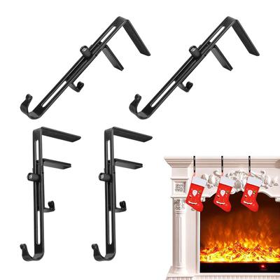 4 Pieces Christmas Fireplace Stockingand Garland Hanger Adjustable Wreath Hook Decoration For Fence Fireplace Christmas Tree