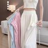Cotton Blend Relaxed Wide Leg Pants With High Waist For Casual Summer Wear