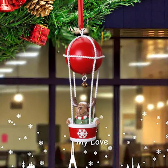 Santa Claus Deer Hot Air Balloon Ornament Iron Father Christmas Hot Air Balloon Decoration Hand-Painted Christmas Tree Decor