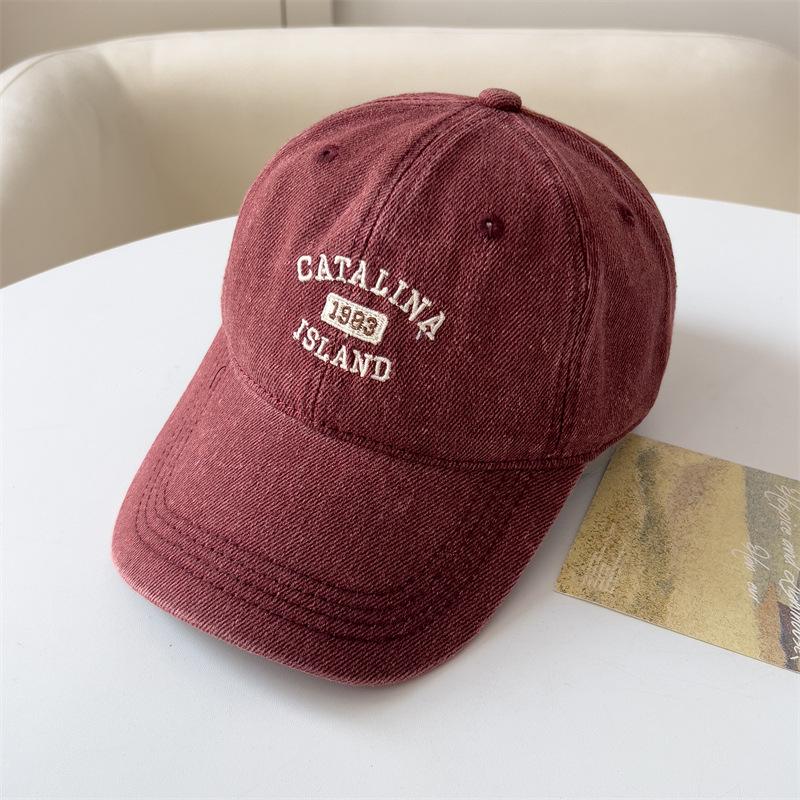 Korean Version of Letter Embroidery Fashionable New Style Simple Baseball Hat for Women Showing Face Small Big Head Dog Tail Sun Hat Sports Style