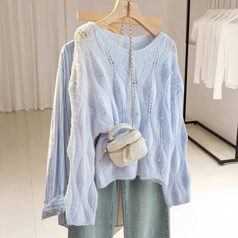 

Women s Cozy Cable Knit Round Neck Sweater One Size