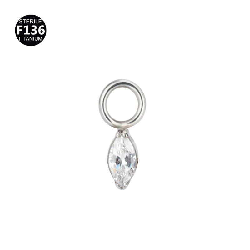 F136 Titanium Kite Cz Dangle Charm For Helix Cartilage Clicker Attachment Pendant Earlobe Piercing Jewelry