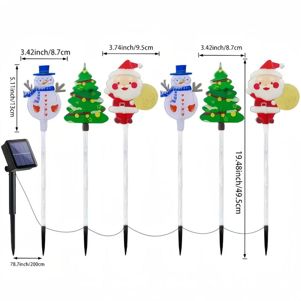 Cross-Border LED Solar Decorative Ground Light: Christmas Acrylic Atmosphere Lawn Light Santa Claus + Snowman + Christmas Tree (Mixed Set)