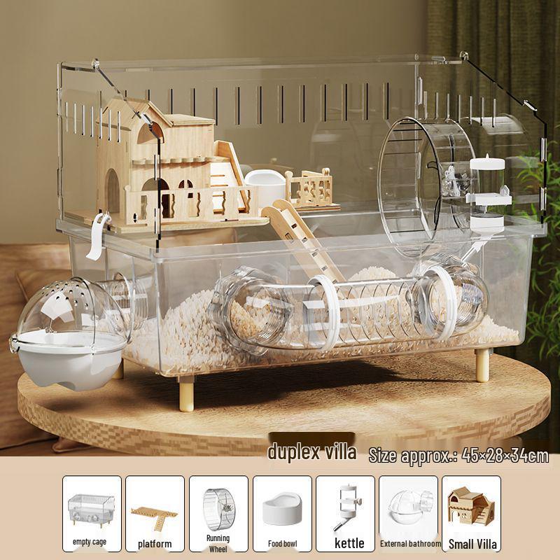 Luxury Acrylic Hamster Villa - Transparent Breeding Cage with Nest