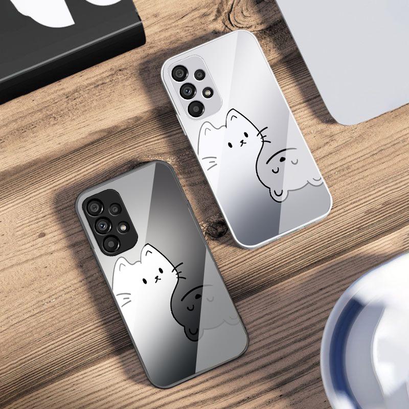Advanced Cat Color For Samsung Galaxy S10 4G S20 11E 30 S21 21 22 S24 Fe Pro S23 S25 Ultra 5G S9 Tempered Glass Phone Case