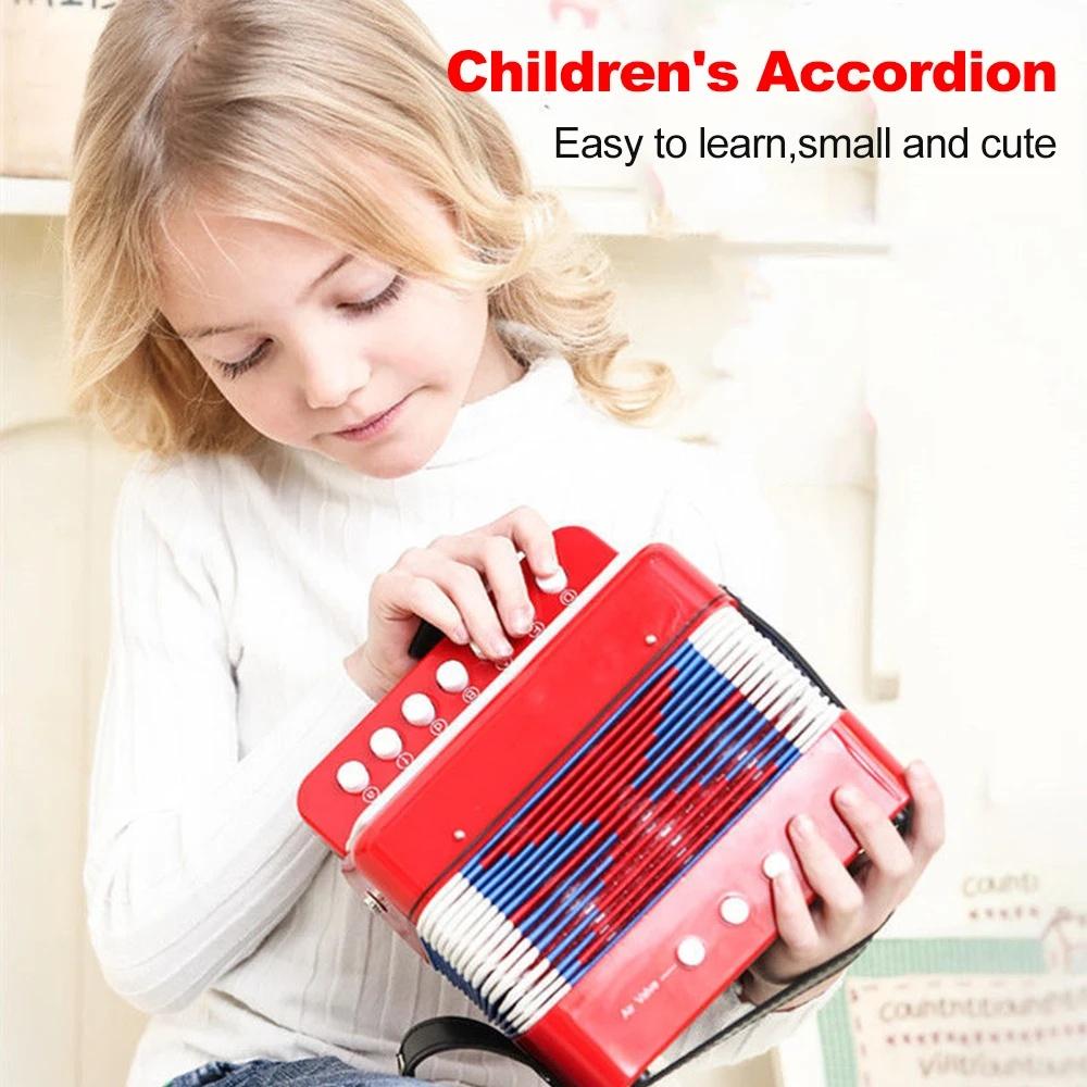 New Organ 7 Keys 2 Bass Accordions, Kids Accordion Mini Toy Musical Instruments, Small Instrument Creative Gift