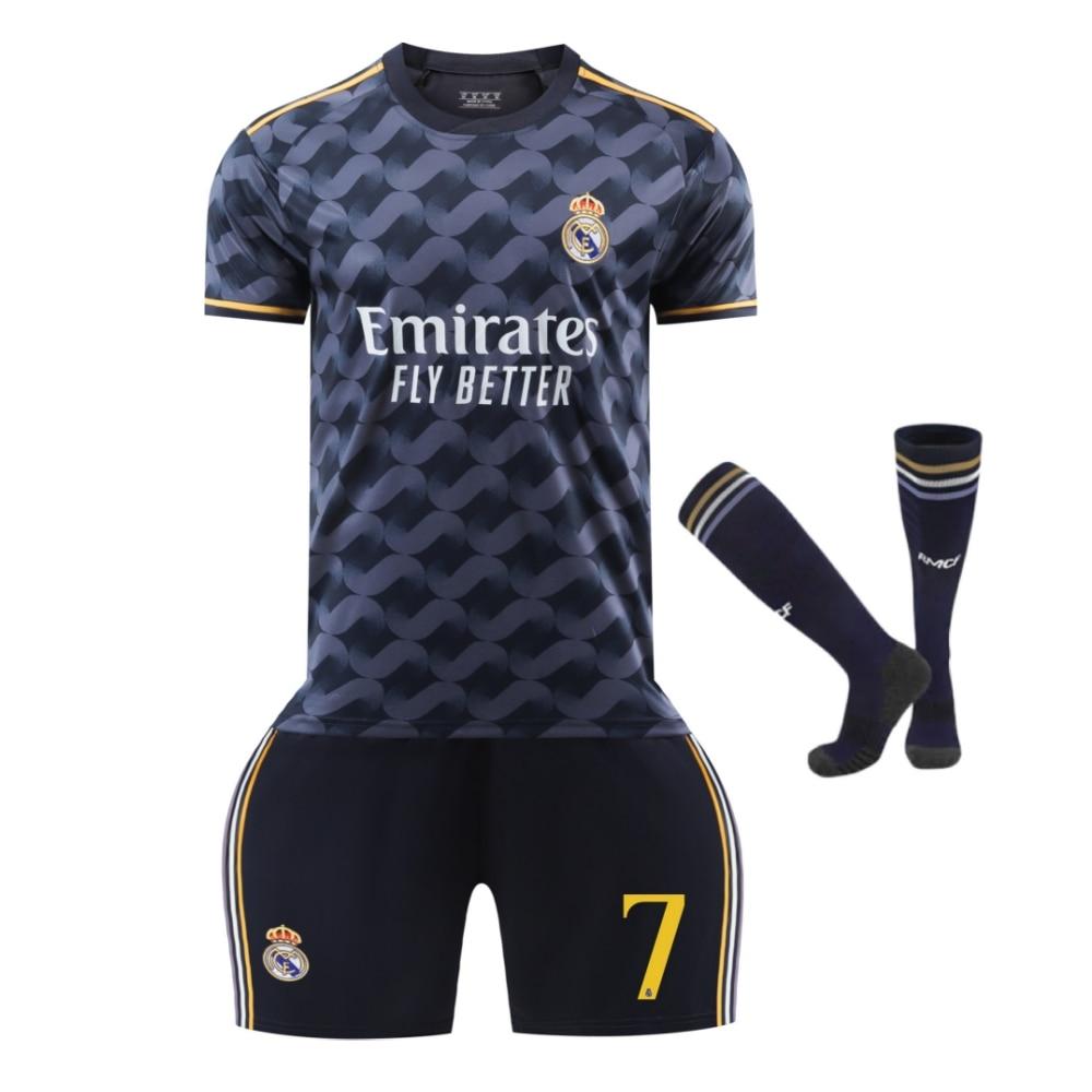 Real Madrid Vinicius Dětský Fotbalový Dres Set Polyester Prodyšný 150-160cm Černý