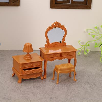 1:12 Dollhouse Miniature Dressing Table W/Mirror Bedside Table Chair Make-up Table Home Decor Toy Doll House Accessories