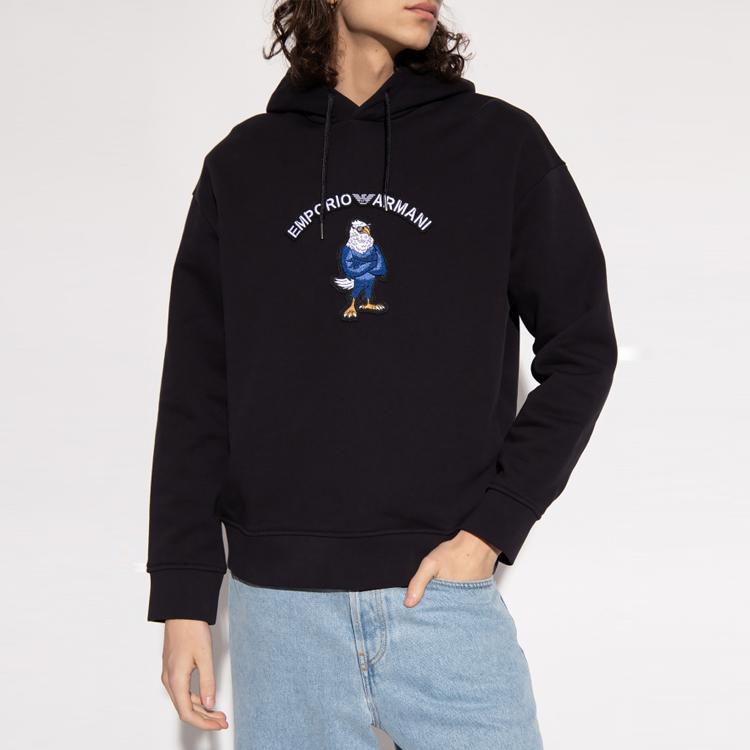 EMPORIO ARMANI Sweatshirts Men's Black Hooded Moderate Regular 3L1MFL-1JWPZ-0999