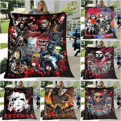 Halloween horrory charakter Huanted House koce koce do łóżek Super miękki ciepły koc pokrywa flanelowy koc do rzucania