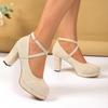 Fashion Ladies Shoes 2025 New Buckle Strap Women's High Heels Fashion Shallow Office and Career Plus Size Best Seller Solid High Heels