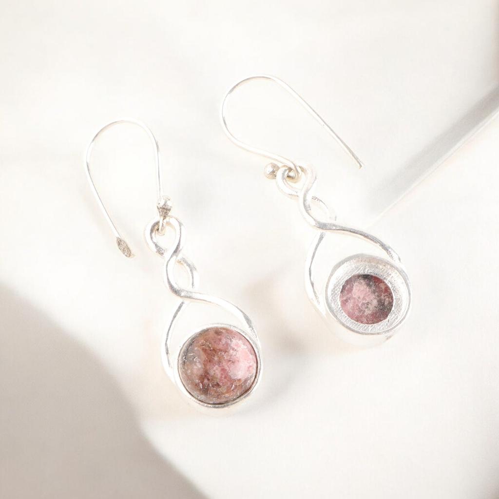 Rare Black Rhodonite Gemstone 925 Stamped Silver Jewelry Earrings For Her 1.68" CE-15-34