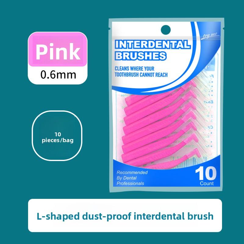 10Pcs Interdental Brush L-shaped Oral Interdental Brush Gap Brush Teeth Cleaning Brush