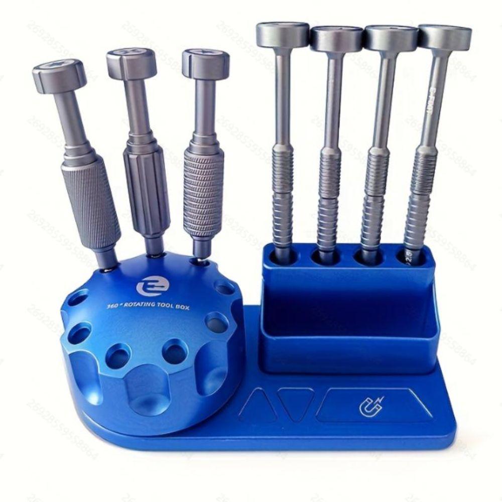 Aluminum Alloy Screwdriver Organizer Multi-Slot Structure Anodized Finish Tool Storage Rack 360 Degree Rotating