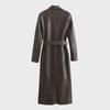 2023 Autumn Women's Mid-Length Distressed PU Leather Trench Coat