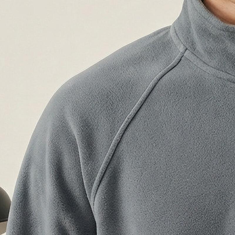 DAISHU Men's Wool Blend Plush Lined Half-Zip Stand Collar Sweatshirt