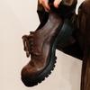 Retro Lace Up Platform Casual Shoes Women Round Toe Shallow Designer Shoes Comfort Lightweight Loafers for Ladies Zapatos Mujer