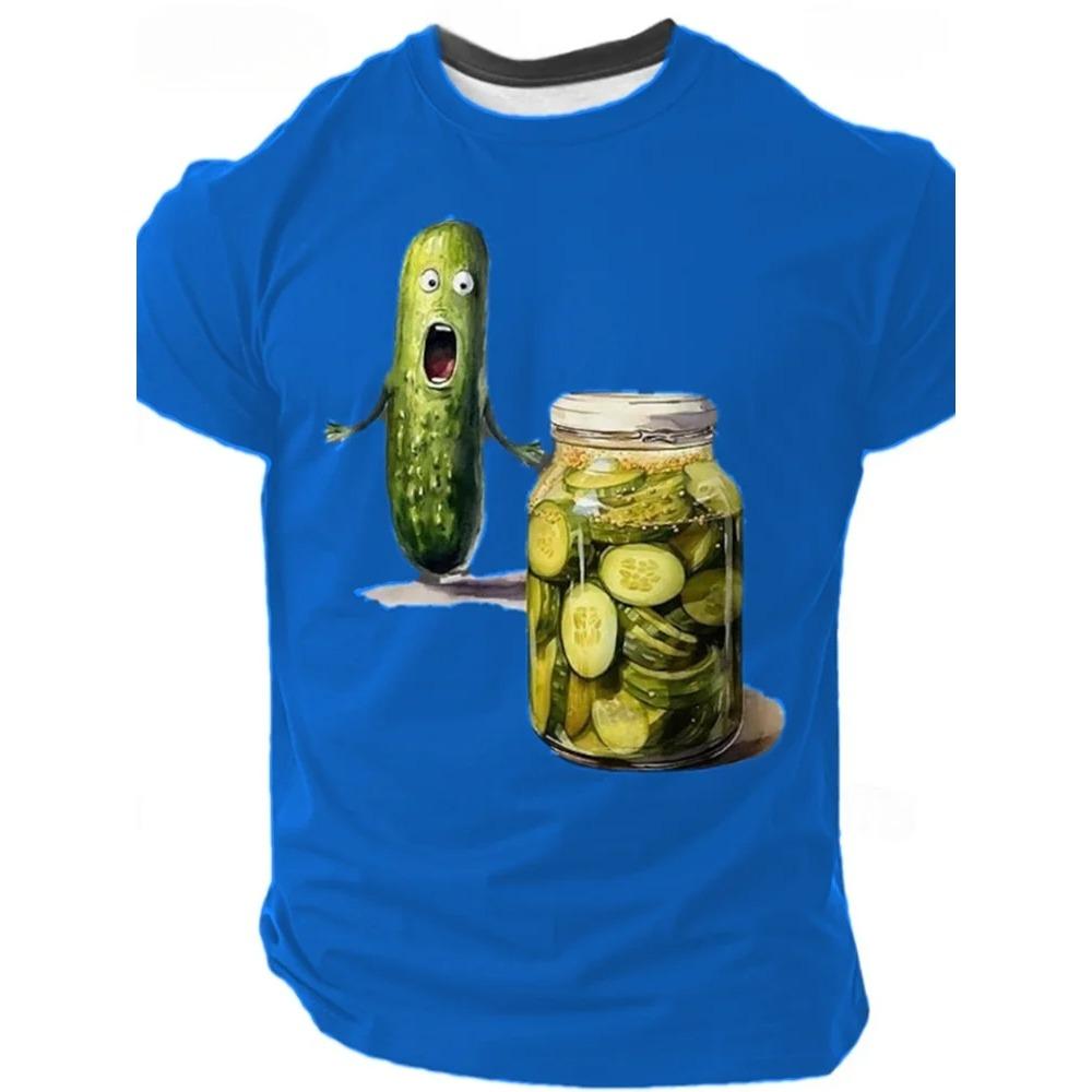 

Футболки з мультяшним візерунком огірків Літні дихаючі топи для вулиці Модні чоловічі футболки з круглим вирізом та коротким рукавом S