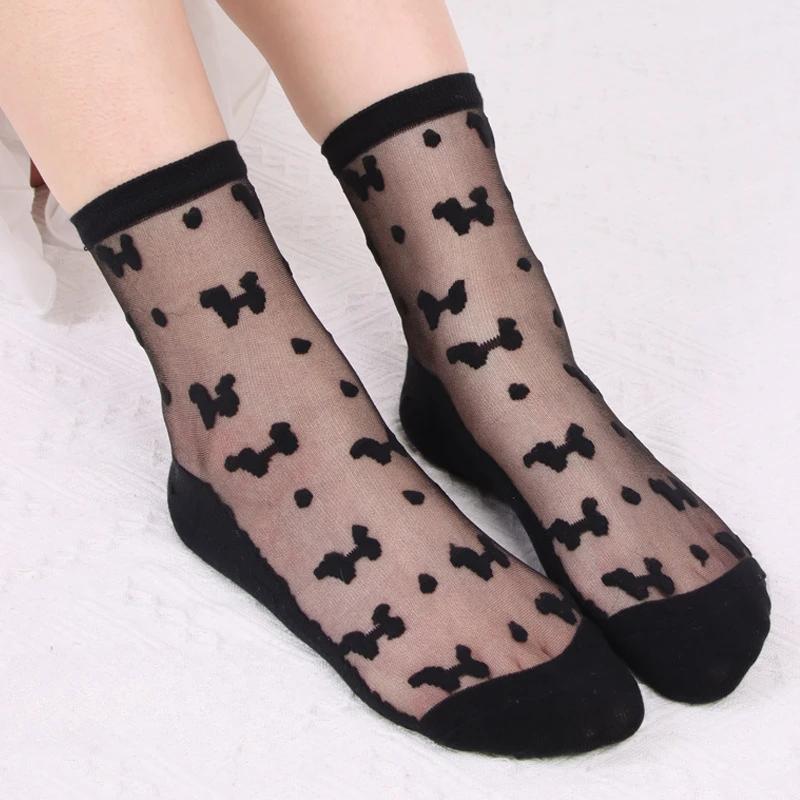 

Носки из кристального шелка, женские летние ультратонкие прозрачные нейлоновые длинные носки с милым принтом бабочек, дышащие мягкие эластичные шелковые носки EUR 35-39 чёрный