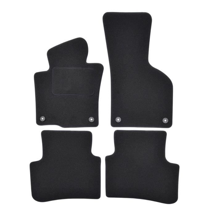 Tapis de sol - VW - Passat B6-B7 - Velours noir - Ajustement précis - Antidérapant 2007-2016