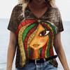 Facial Printed T-shirt Short Sleeved Top Casual Street Women's T-shirts