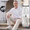 SHANSHAN Men's Chinese Style Pure Linen Two-Piece Set