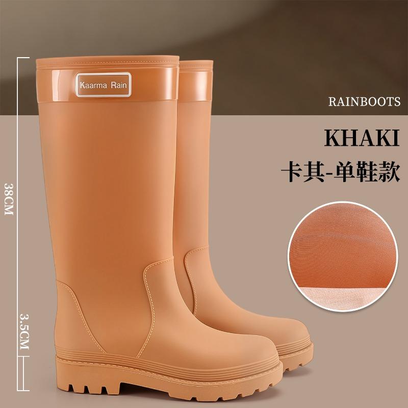 Extra High Rain Shoes Women's Water Shoes Fashion Wear Waterproof and Velvet Warm Adult Rainforest Hiking Non-slip Rubber Rain Boots
