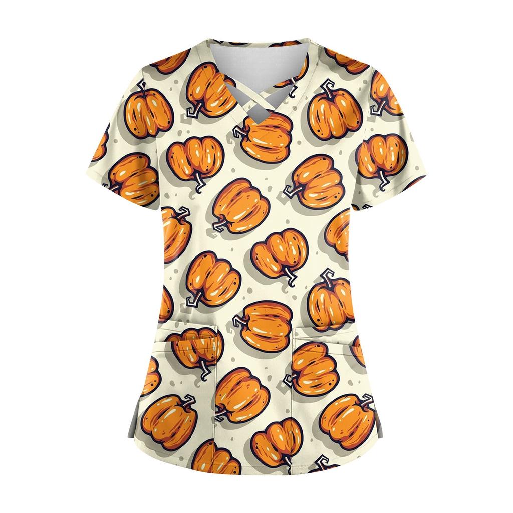 Dámská pracovní uniforma s potiskem, ochranná pracovní uniforma s kapsami do V