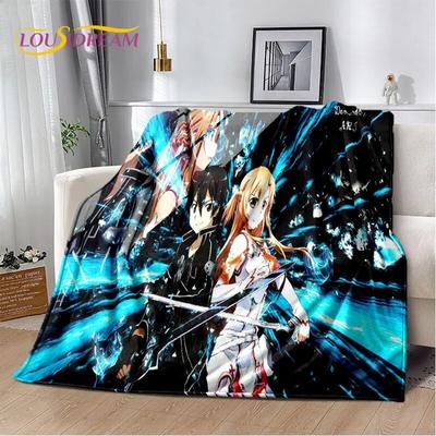 SAO Sword Art Online Dibujos Animados Anime Manta Suave de Felpa, Manta de Franela para Sala de Estar Dormitorio Cama Sofá Picnic Niños