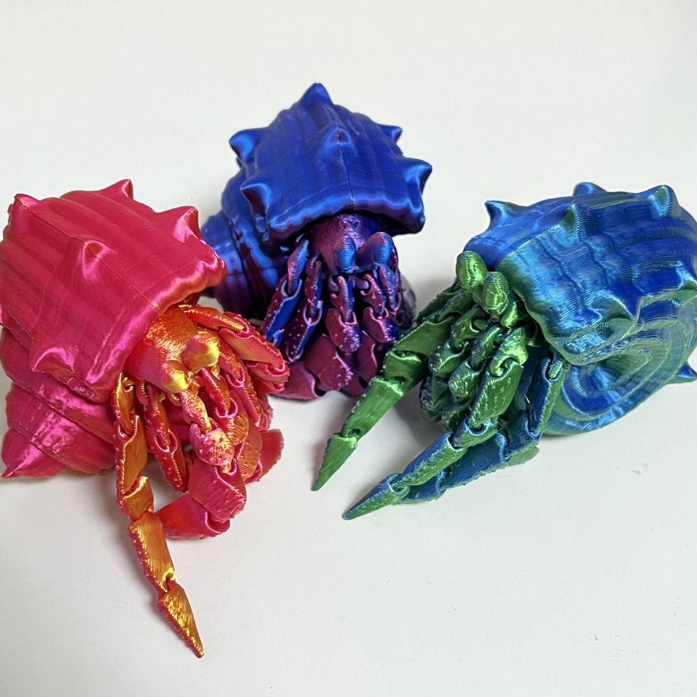 Removable 3D Printed Paguroidea Poseable Joints 3D Articulated Crab Toys  Kid Gift