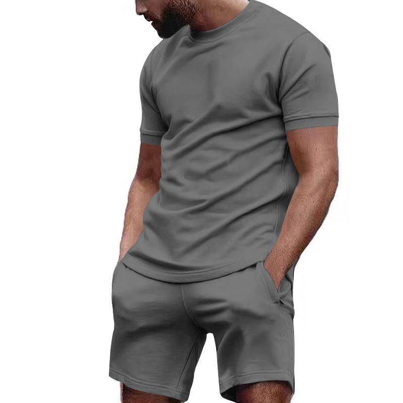 Set da 2 pezzi T-shirt a maniche corte con trama a nido d'ape e Pantaloncini a 5 punte - Abbigliamento Estivo per Fitness e Corsa