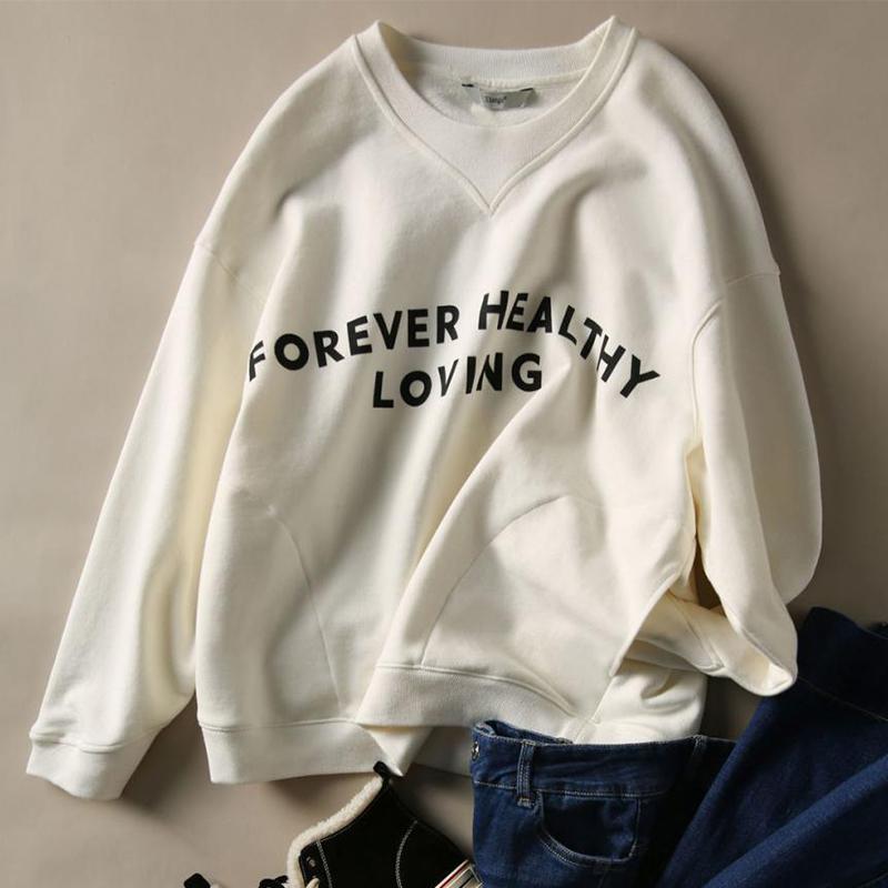 Sweatshirt Damen Mode Rundhalsausschnitt Lose Top Lässiger Taschendruck Pullover