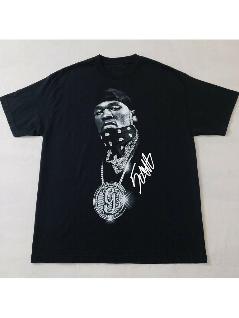 50 Cent Logo & Iconic Signature Print T-Shirt - Unisex Streetwear Tee for Men & Women (S-235XL), Machine Washable Black Hip-Hop Shirt with 50 Cent Des