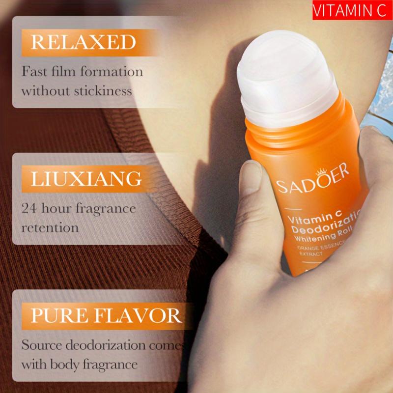 SADOER Vitamin C Roll-On - Osvěžující vůně, 50ml |, Dlouhotrvající svěžest a ochrana proti zápachu pro použití v podpaží, na chodidlech a na těle