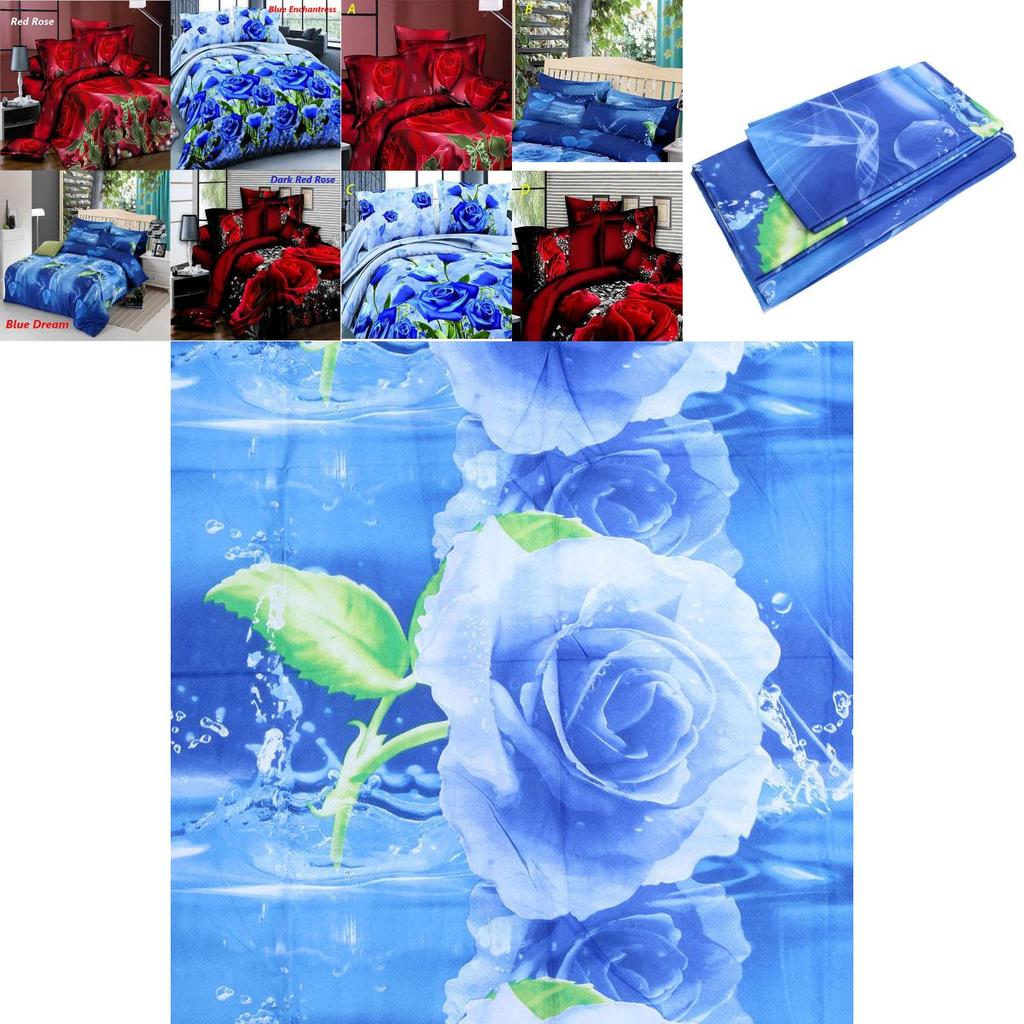 Luxurious 4pcs Printed 3d Bedding Set Queen Size With Elegant Quilt Cover And Soft Pillowcases