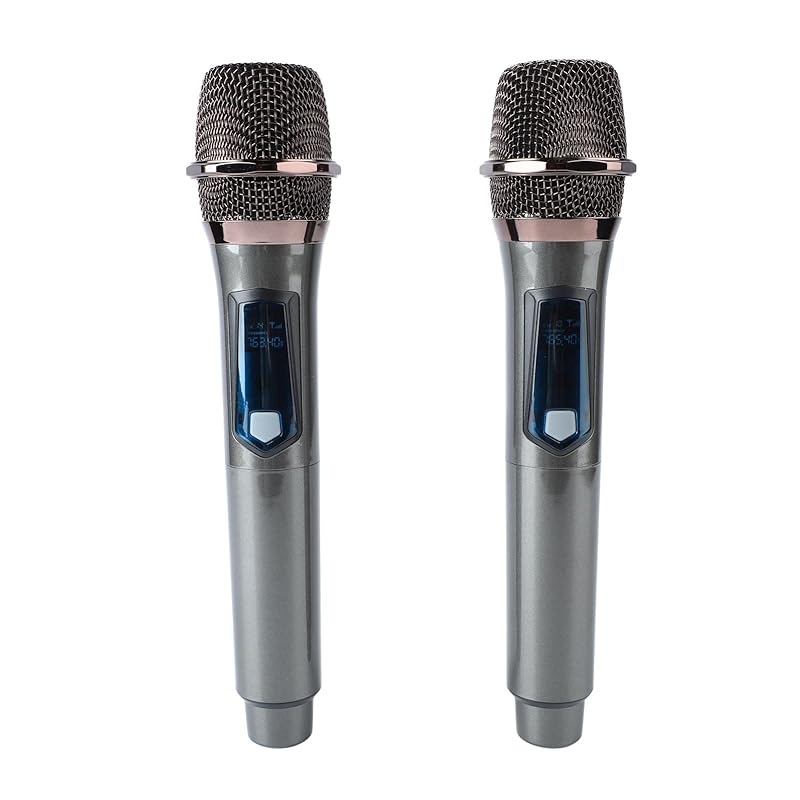 

UHF wireless handheld microphone system 1 for 2 - Dynamic for outdoor home singing etc. cordless