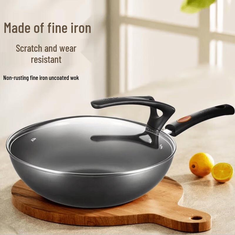 ASD 32cm Refined Iron Wok with Standable Lid
