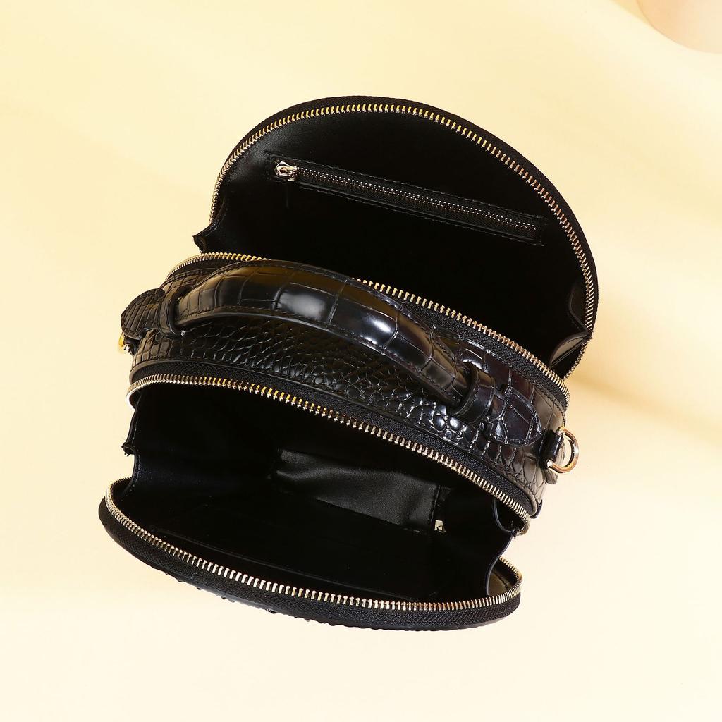 Damen-Tasche mit Krokodilmuster, Runde Kuchen-Tasche, Neue große Umhängetasche, Sommerliche Einzel-Schulter-Tasche, Tragbare Organiser-Tasche, Trendig