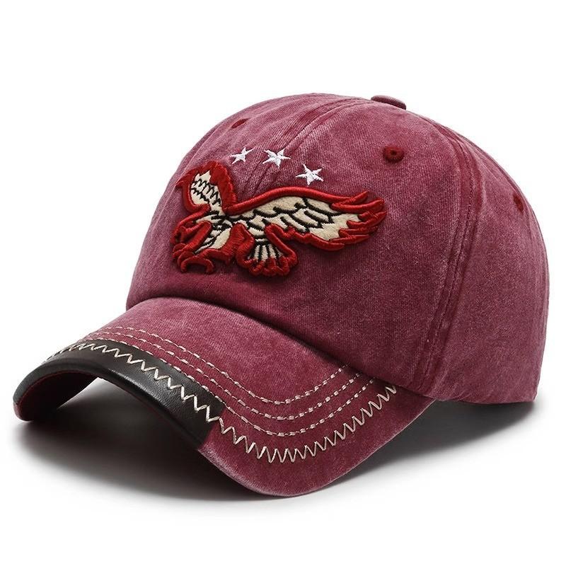 Vintage Distressed Eagle Embroidered Cotton Baseball Cap For Couples Spring Autumn Sun Protection Curved Brim Hat