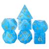 Cusdie Glass DND Dice Set 7-Die Handmade Shattered Glass D4-D20 Polyhedral Dice with Leather Box for Tabletop RPG Collection