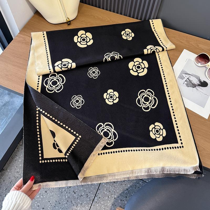 New jacquard landscape painting imitation cashmere scarf women's air-conditioned room shawl autumn and winter thickened warm long scarf