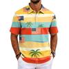 Men's Polo Shirt Short Sleeve Loose Fit Casual Top with Hawaiian Style Print for Everyday Wear Comfortable Fabric