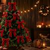 Christmas Party Decorative Accents 10Pcs Velvet Bows, 11x12.5cm Large Ribbon Ornament with Built-in Cable Tie Red Bows for Xmas Tree And Wreath
