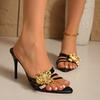 Women Sandals Vintage Luxury Designer Party Shoes for Women 2025 Summer New Sexy Sandals Flower Decorate High Heels Slippers