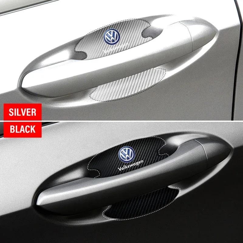 For Volkswagen 4PCS Car Door Handle Protection 3D Sticker Emblem Car Accessories For Volkswagen Golf-6 7 4 5 POLO Passat B5 B6 B