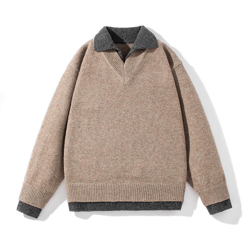 Herren Retro V-Ausschnitt Strickware: Winter-Oberbekleidung im Old Money Stil mit Revers