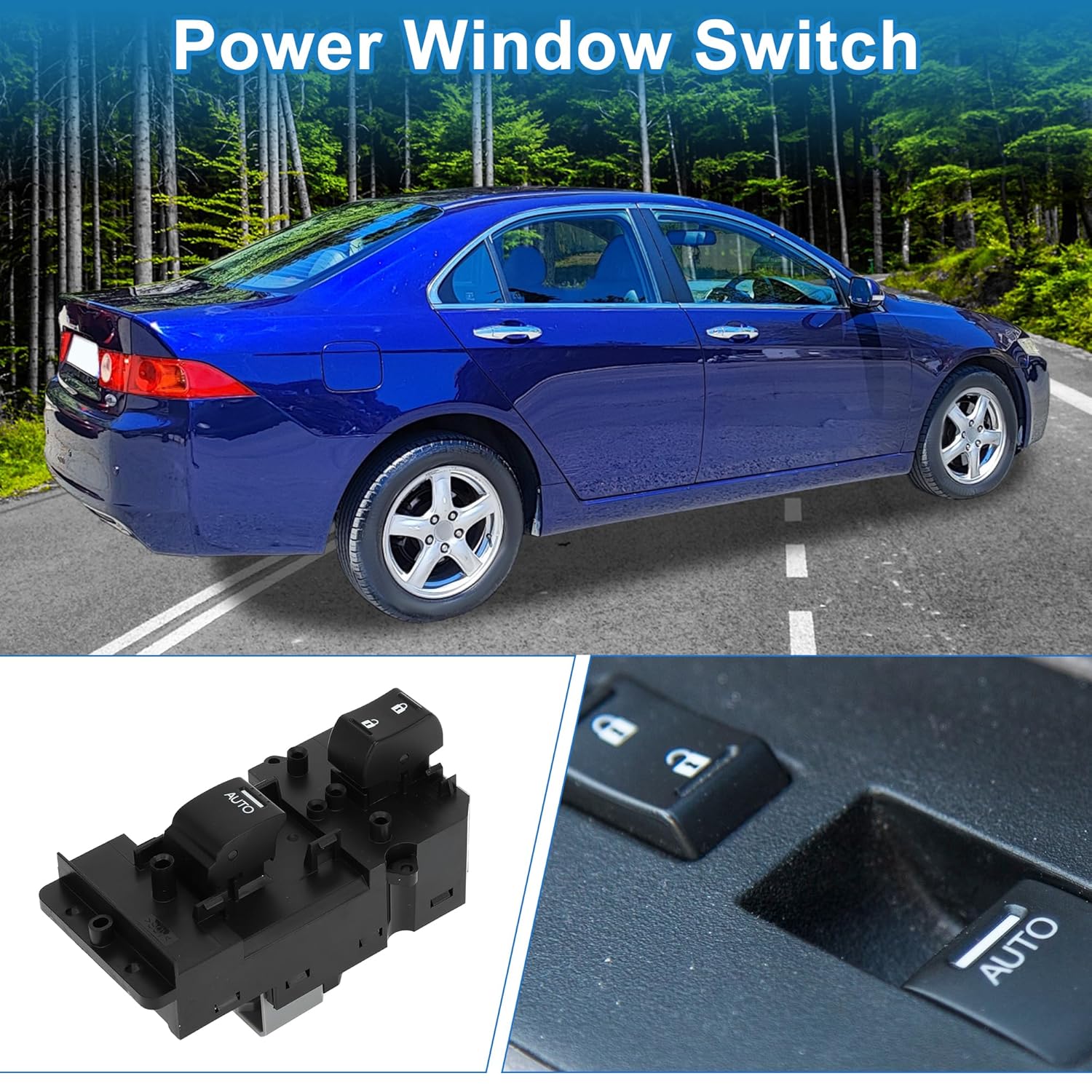 Power Window Switch No.35760TA0A21 for Honda Accord 2008-2012 Front Right Passenger Side Window Control Switch Black